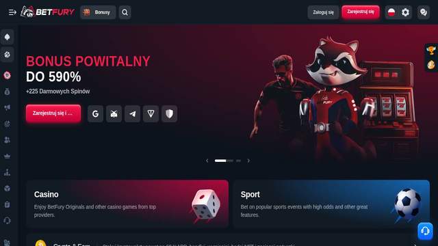 Betfury casino screenshot